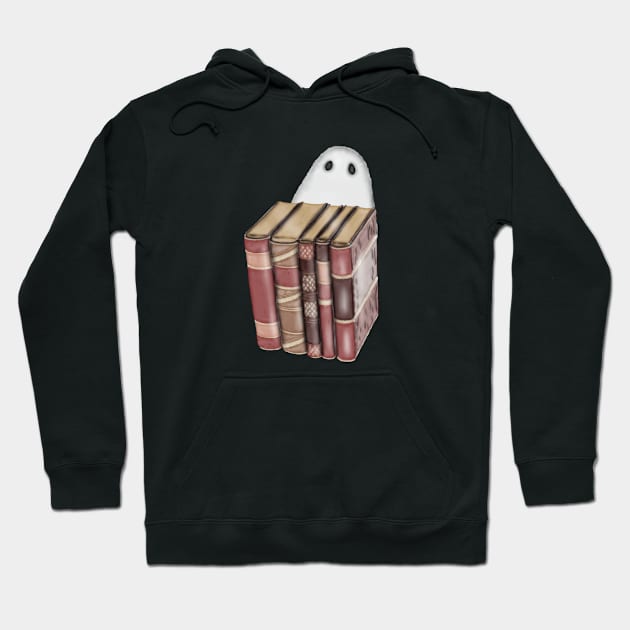 Cute Ghost and Books Hoodie by HB Loves Crafts